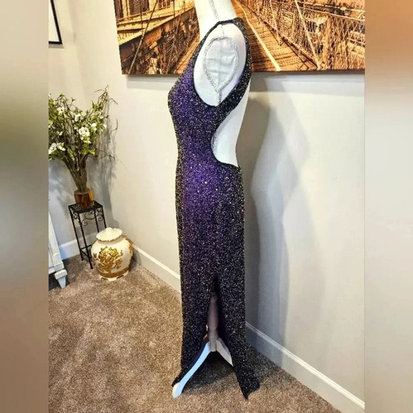Scala purple sequined backless gown - Picture 6 of 16